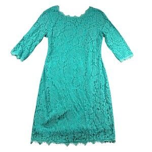 Berydress Teal Lace Midi Dress 3/4 Sleeve Zipper Closure Elegant Women 10 493